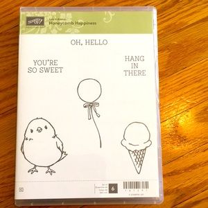 $15 / 3 for $40 Stampin Up! New - Honeycomb Happiness Stamp Set (rubber)